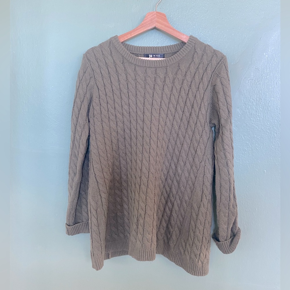 Army Green Ye Mak cable knit sweater